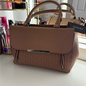 GUESS Tan Satchel Bag